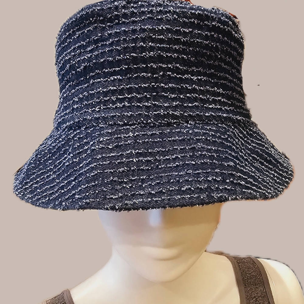Denim Dist. Frayed Striped Bucket Hat NEW ***2 Colors***